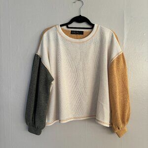 Two-Toned Ribbed Top